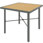 90cm Square Garden Table, Wood Effect, Metal Frame