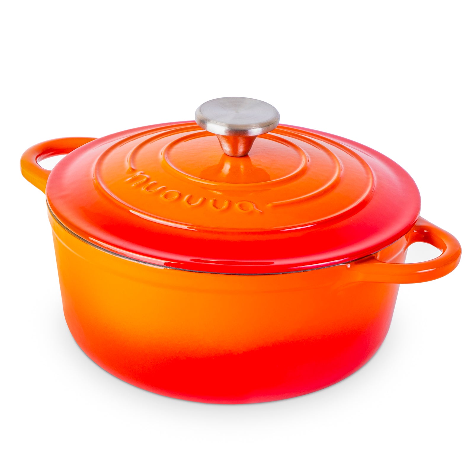 Cast Iron Dutch Oven Casserole Pot With Lid - 22cm (2.9l) | Orange