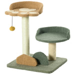 Small Cat Tree For Indoor Cats, Scratching Posts With Two Beds, Toy Ball