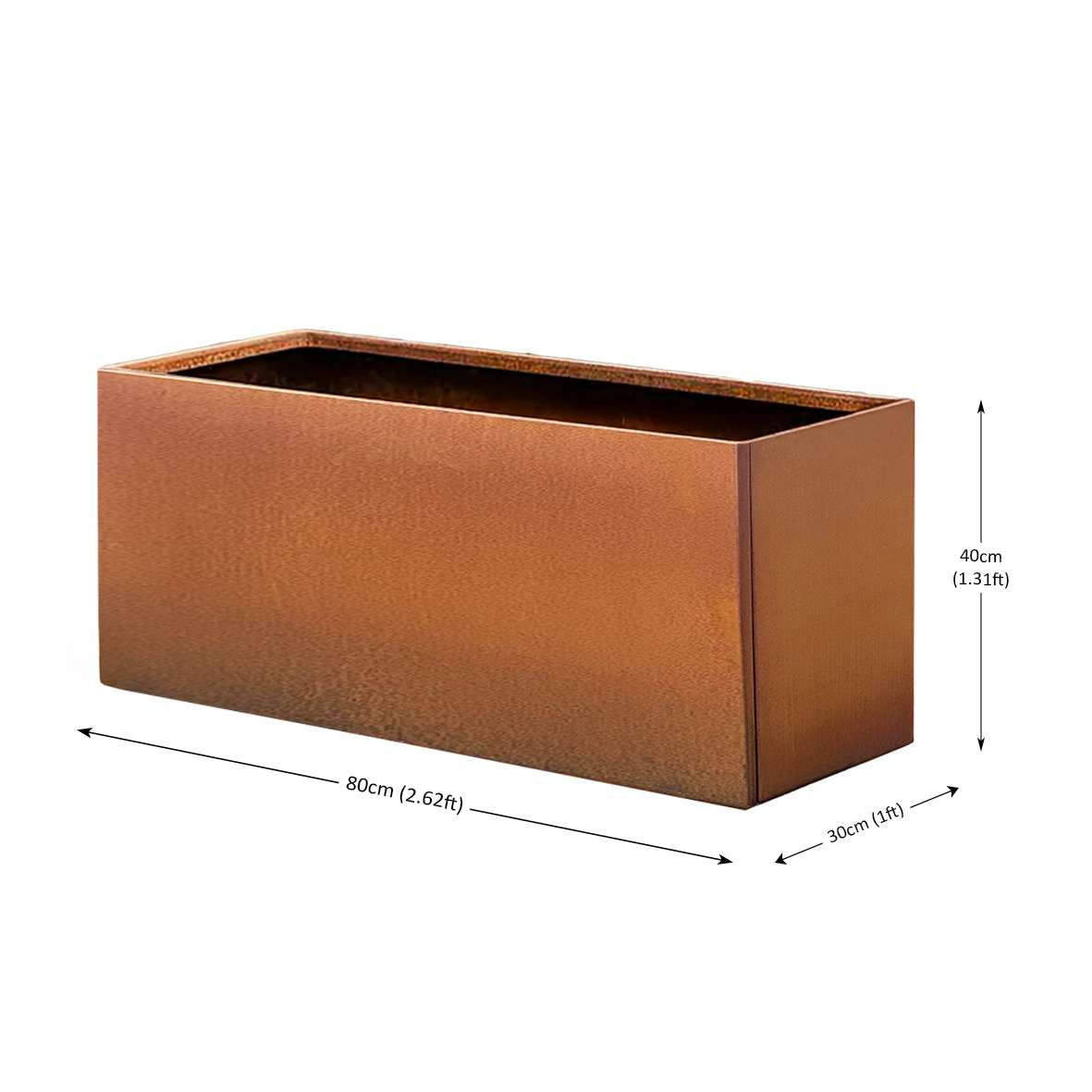 Pre Rusted Metal Planter Corten Steel Trough Planter 80cm X 40cm