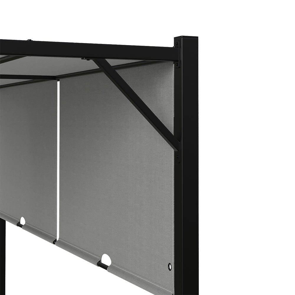 Breeins 3m X 3m Garden Pergola With Retractable Canopy, Uv & Water-resistant Canopy Pa-coated Polyester Roof,Heavy-duty Steel Frame Patio Gazebo