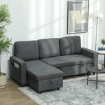 Pull Out Sofa Bed L Shape Corner Sofa W/ Reversible Chaise | Charcoal Gray