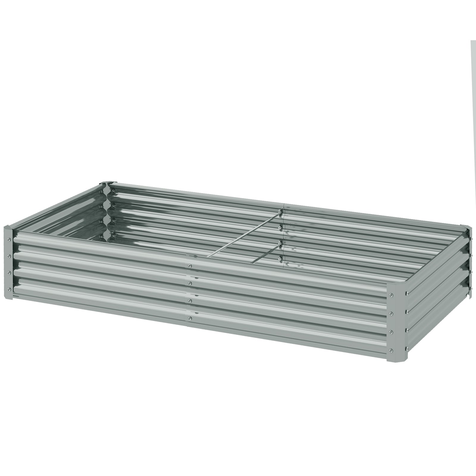 Galvanised Raised Garden Bed, 180x90x30cm | Silver