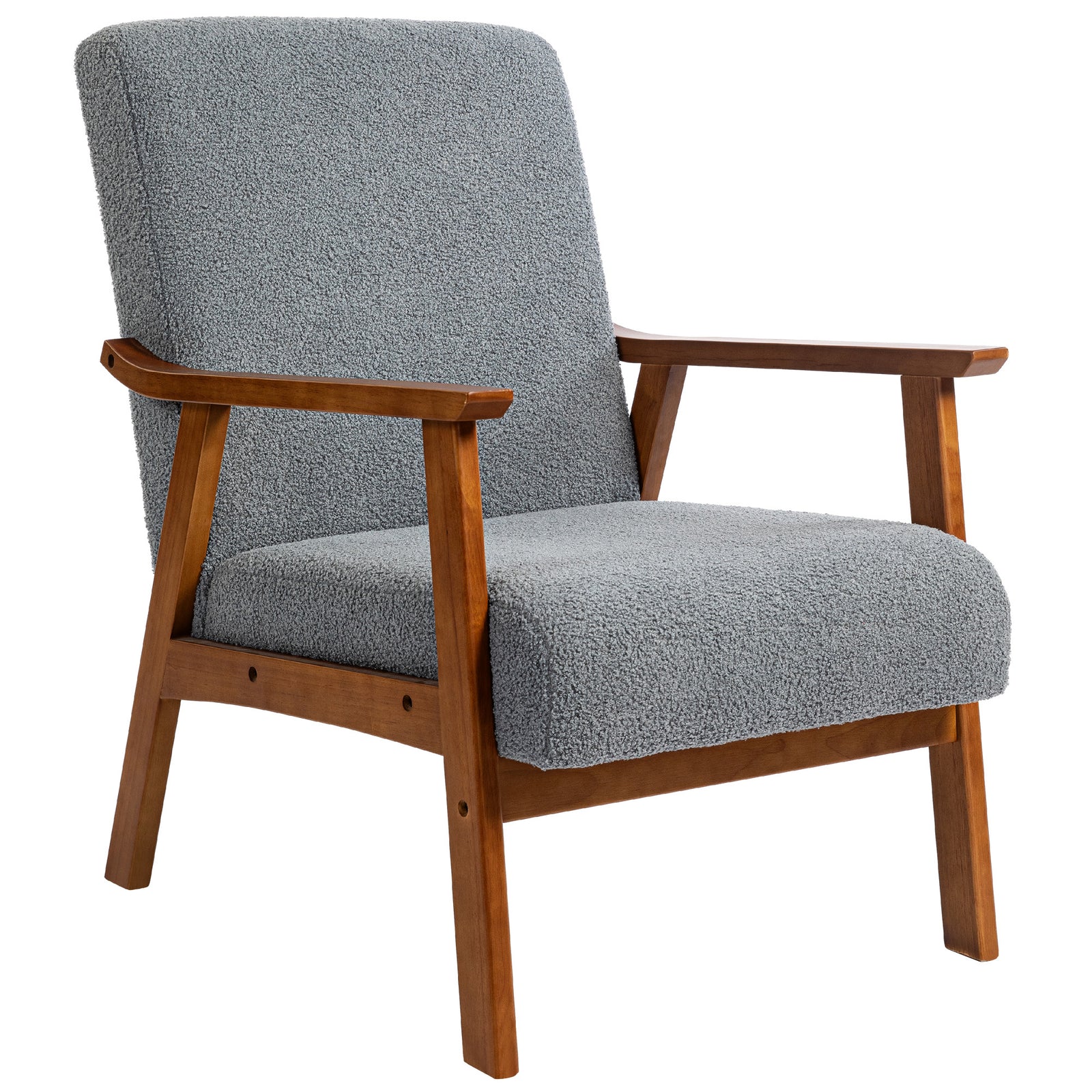 Boucle Accent Chair Armchair W/ Wide Seat For Living Room | One Size | Gray