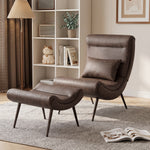 Modern Accent Chair With Footstool, 64cm Wide Seat, Lumbar Pillow