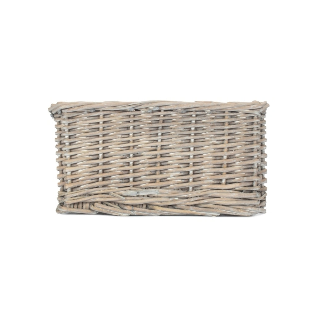 Small Wicker Grey Wash Storage Tray | Small | Gray
