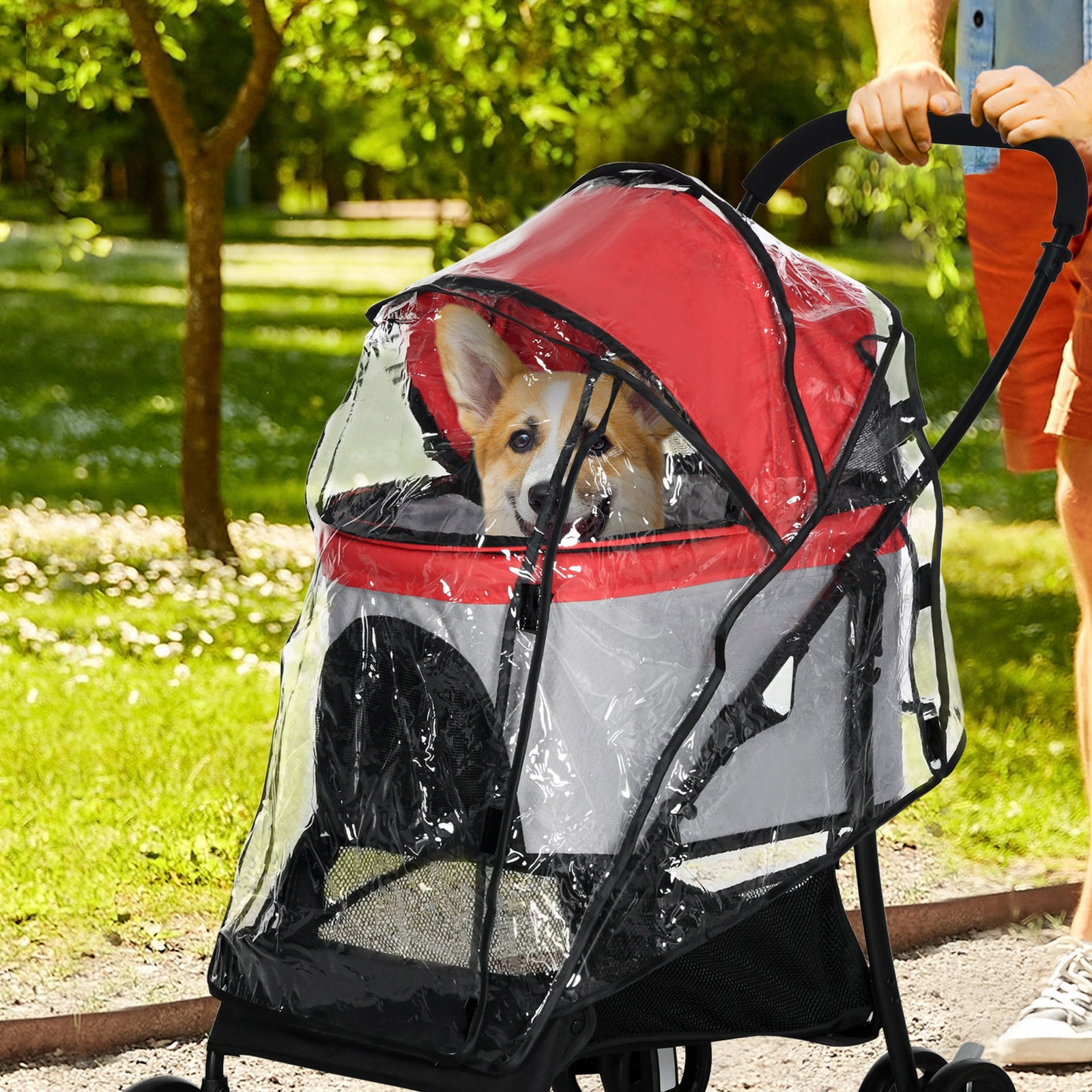Rain Cover For Dog Stroller Pram Buggy For S Xs Dogs, Cats, W/ Two Entry