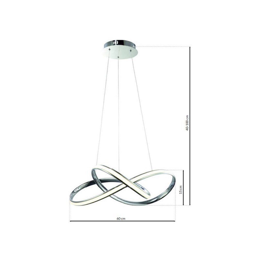Cappio Chrome Led Pendant Lamp 36w(130w) Stunning Designer Hanging Ceiling Light With Elegant Chrome Curves