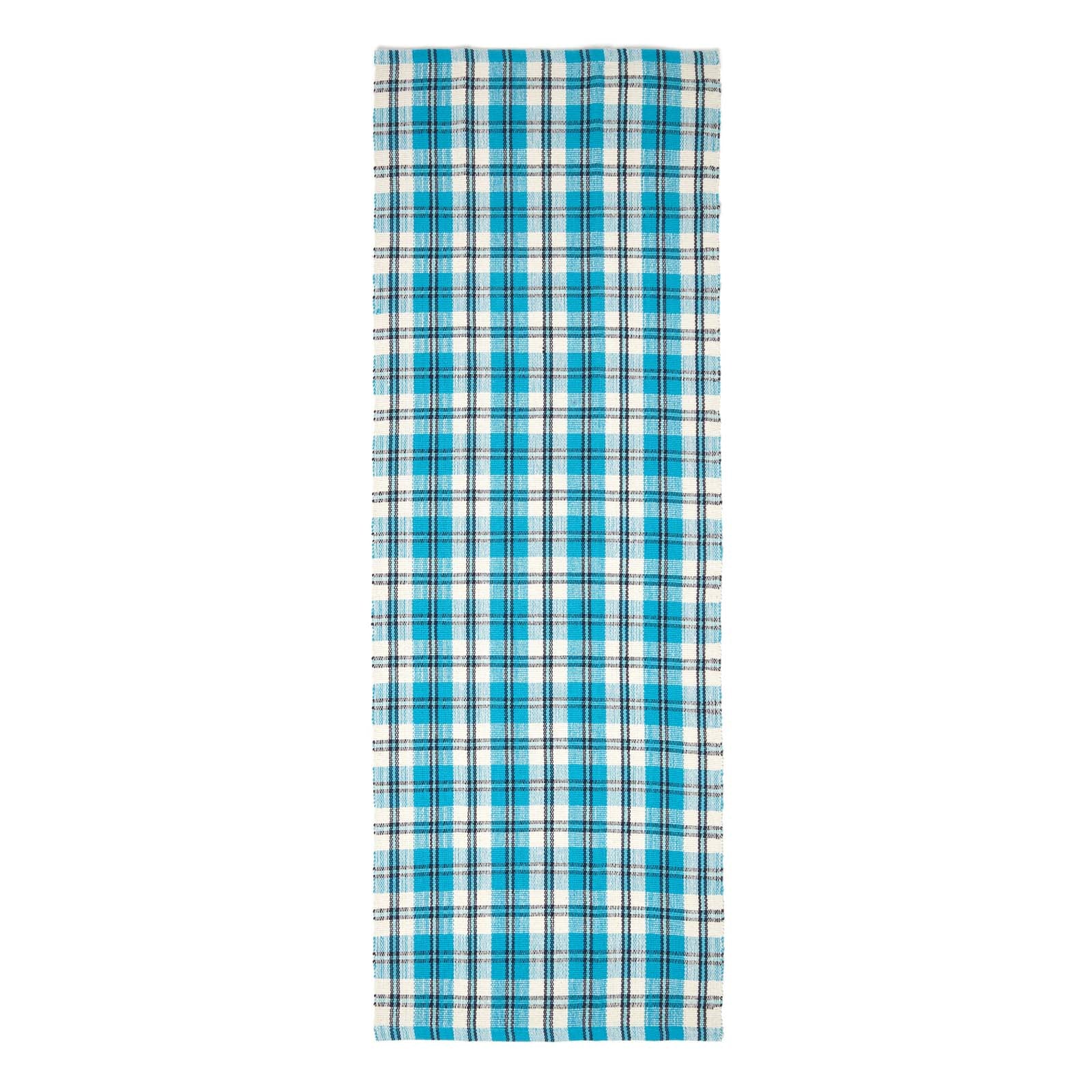 Wilson Handwoven Blue, Yellow And Brown Tartan 100% Cotton Rug | 200cm | Blue