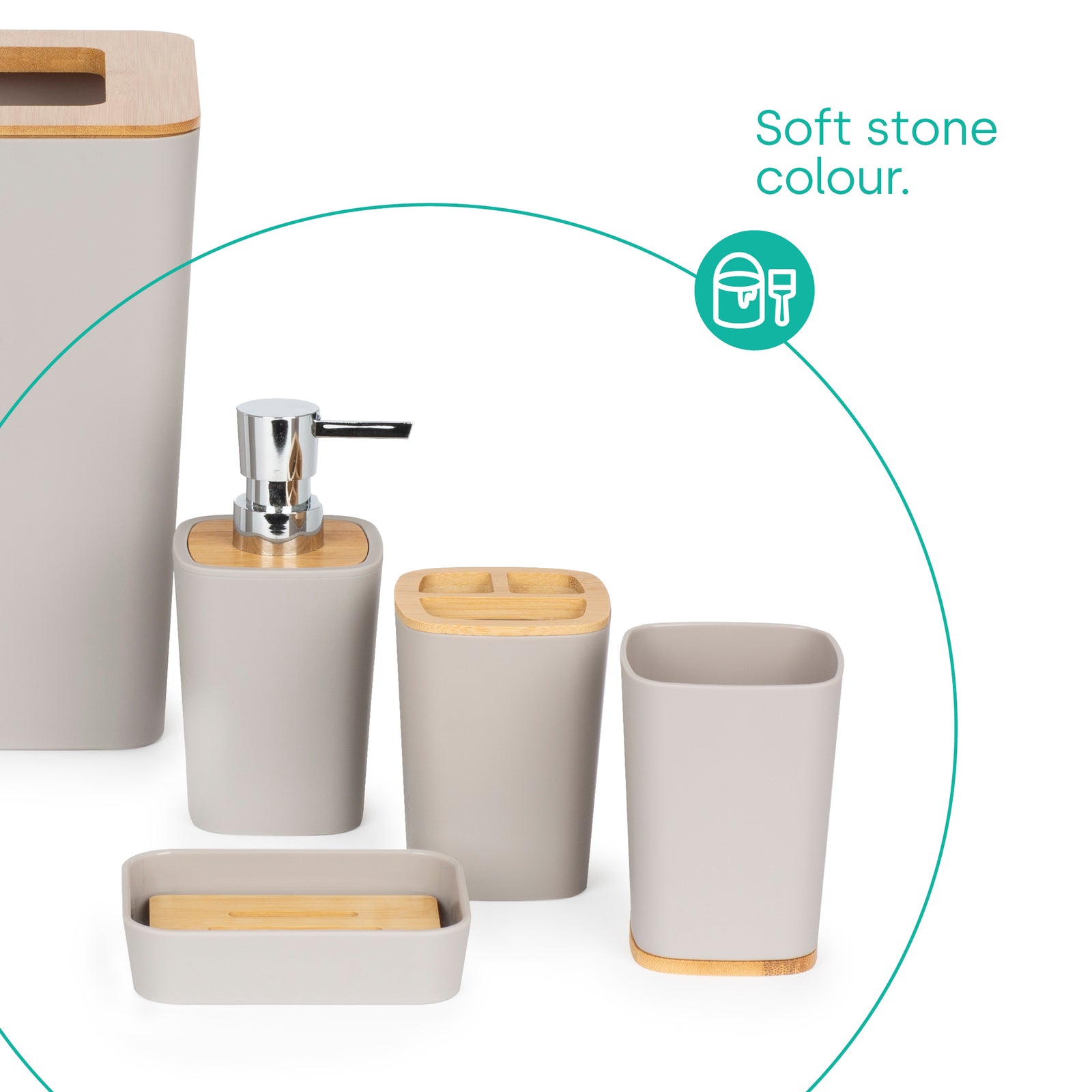 Bamboo Bathroom Set - Stone
