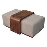 Arden Bench Duo Boucle-upholstered Seats, White And Brown