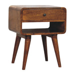 Solid Wood Avora Chestnut Nightstand With Drawer And Open Slot
