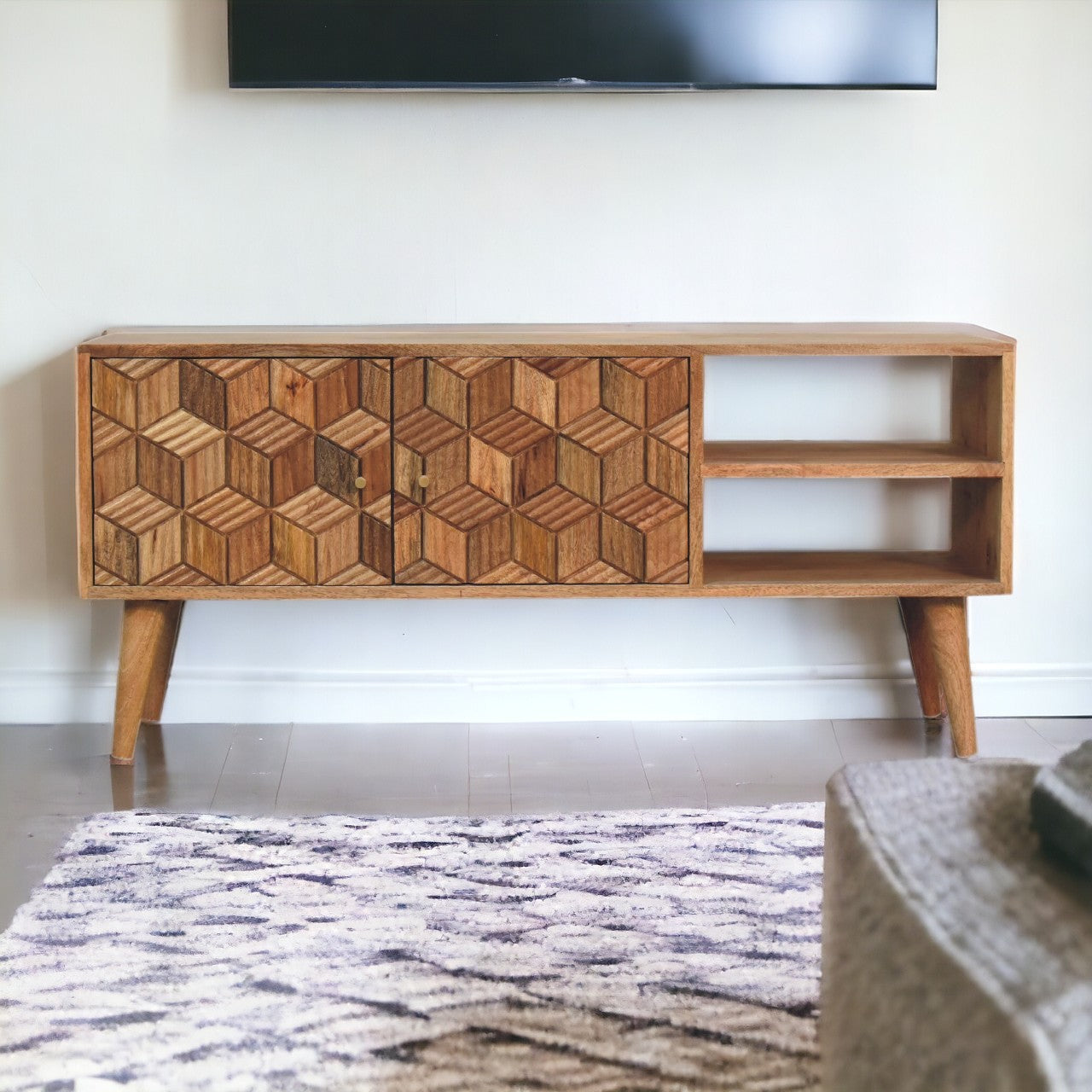 Solid Wood Cubana Media Unit