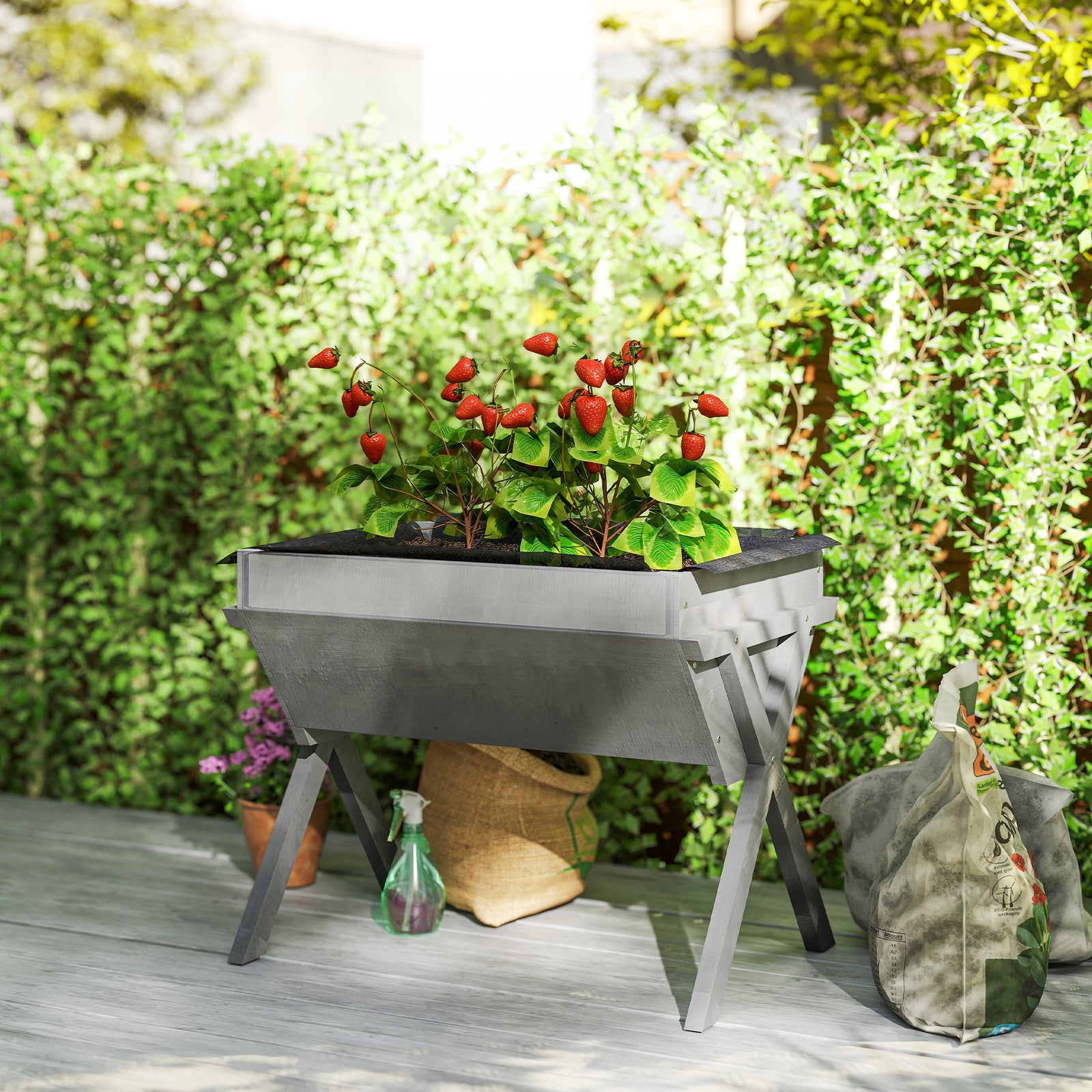 Wooden Raised Planter Stand For Vegetable & Flower