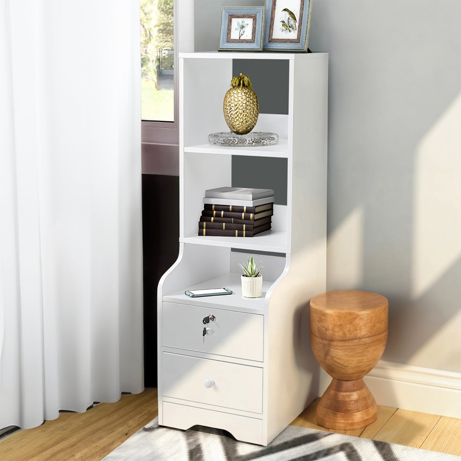 Breeins Modern Bedside Table With 2 Drawers