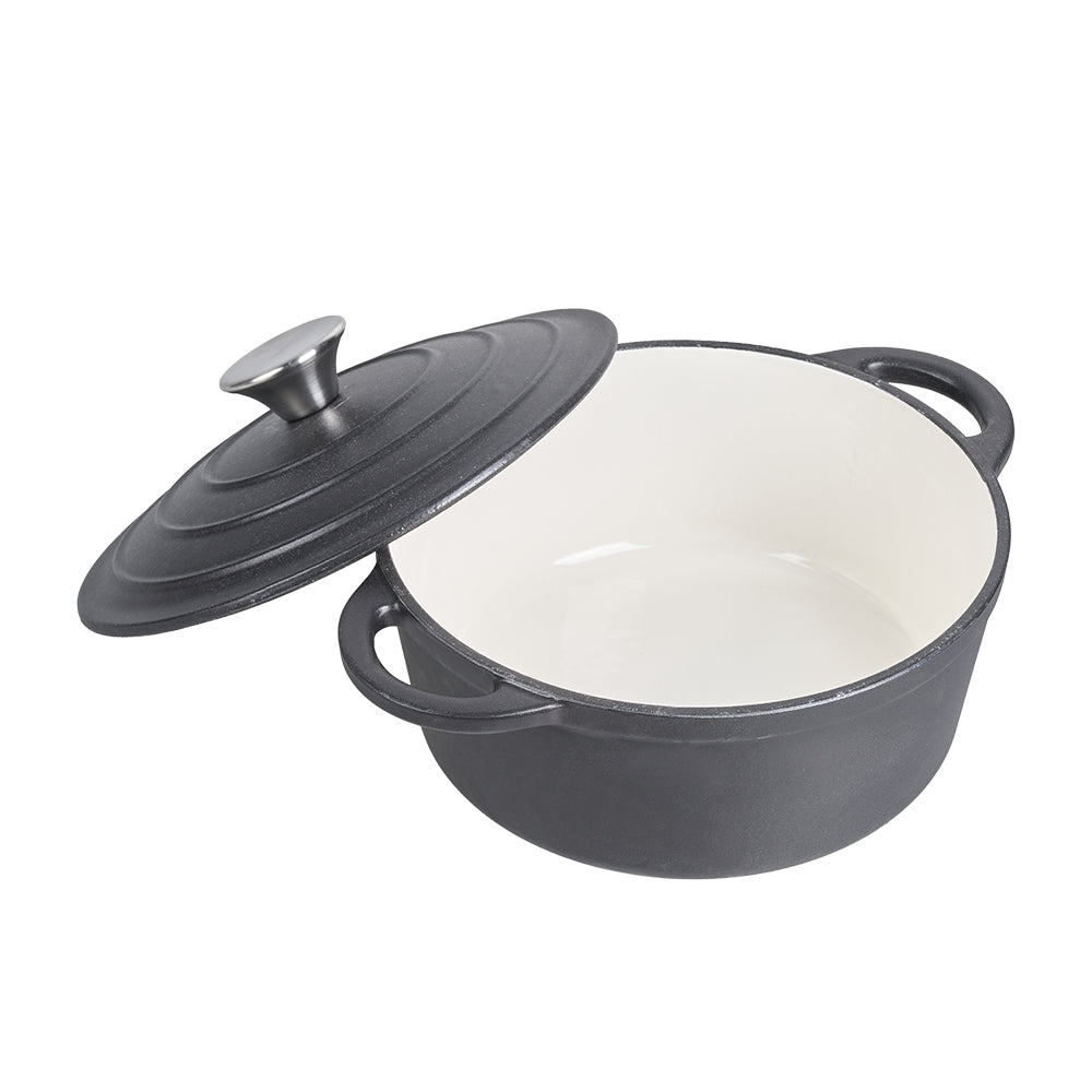 Enameled Cast Iron Dutch Oven With Lid, Heavy-duty Round Casserole Pot, Oven Safe Up To 500°f | 6L | Matte Black