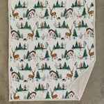 Winter Deers Sherpa Fleece Throw – 140 X 180cm Super Soft Woodland Animal Blanket With Flannel Front And Warm Sherpa Reverse | 140cm x 180cm | Cream