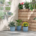 Round Plant Pots Outdoor 22cm For Garden Decoration | Set of 3 | Blue