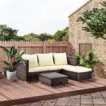 Rattan Garden Sofa Set Storage Table Wicker Patio Lounger | Brown