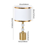 Gold & White Led Table Lamp With Crystal Accents – Cylindrical Fabric Shade, Adjustable Colour Temperature
