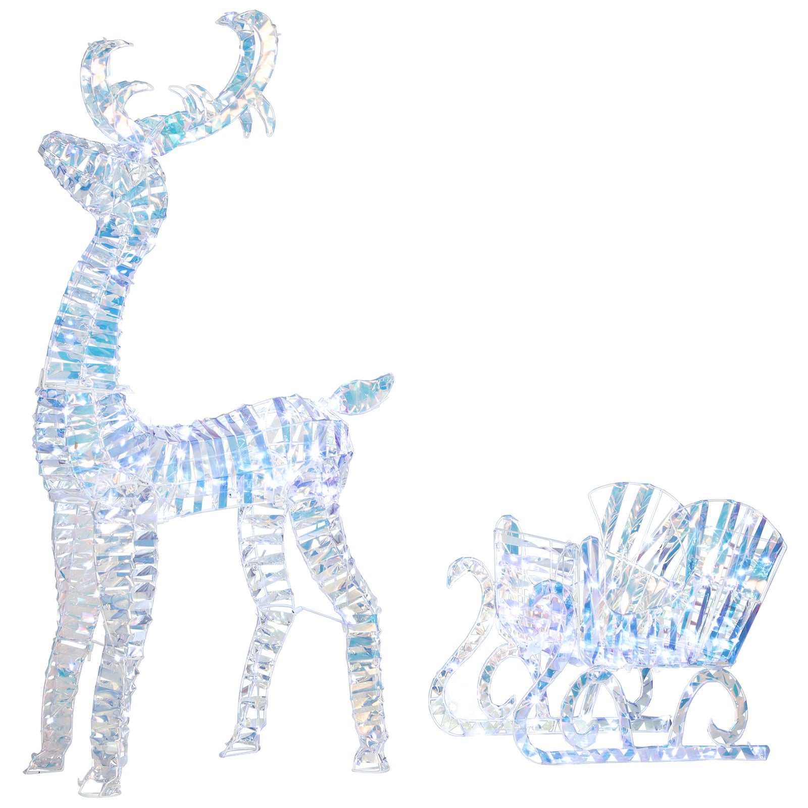 Lighted Christmas Reindeer With Sleigh, Waterproof Holiday Decor