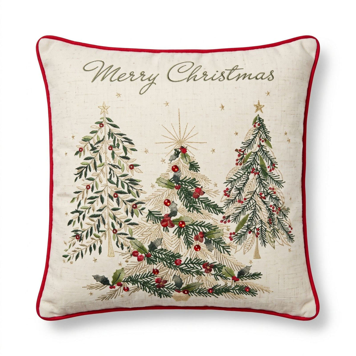 Woven Christmas Trees Cushion With Cover, 45x45cm