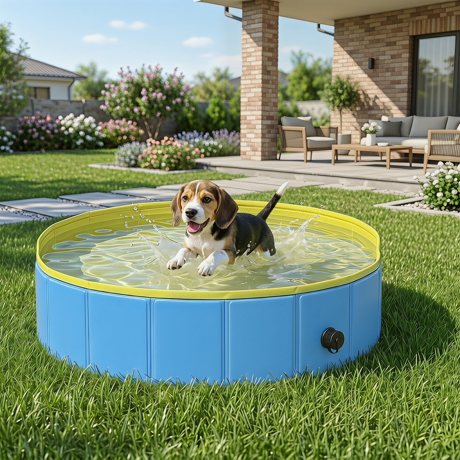 Dog Pool Dog Bath Tub Dog Paddling Pool | 100 x 30cm | Blue