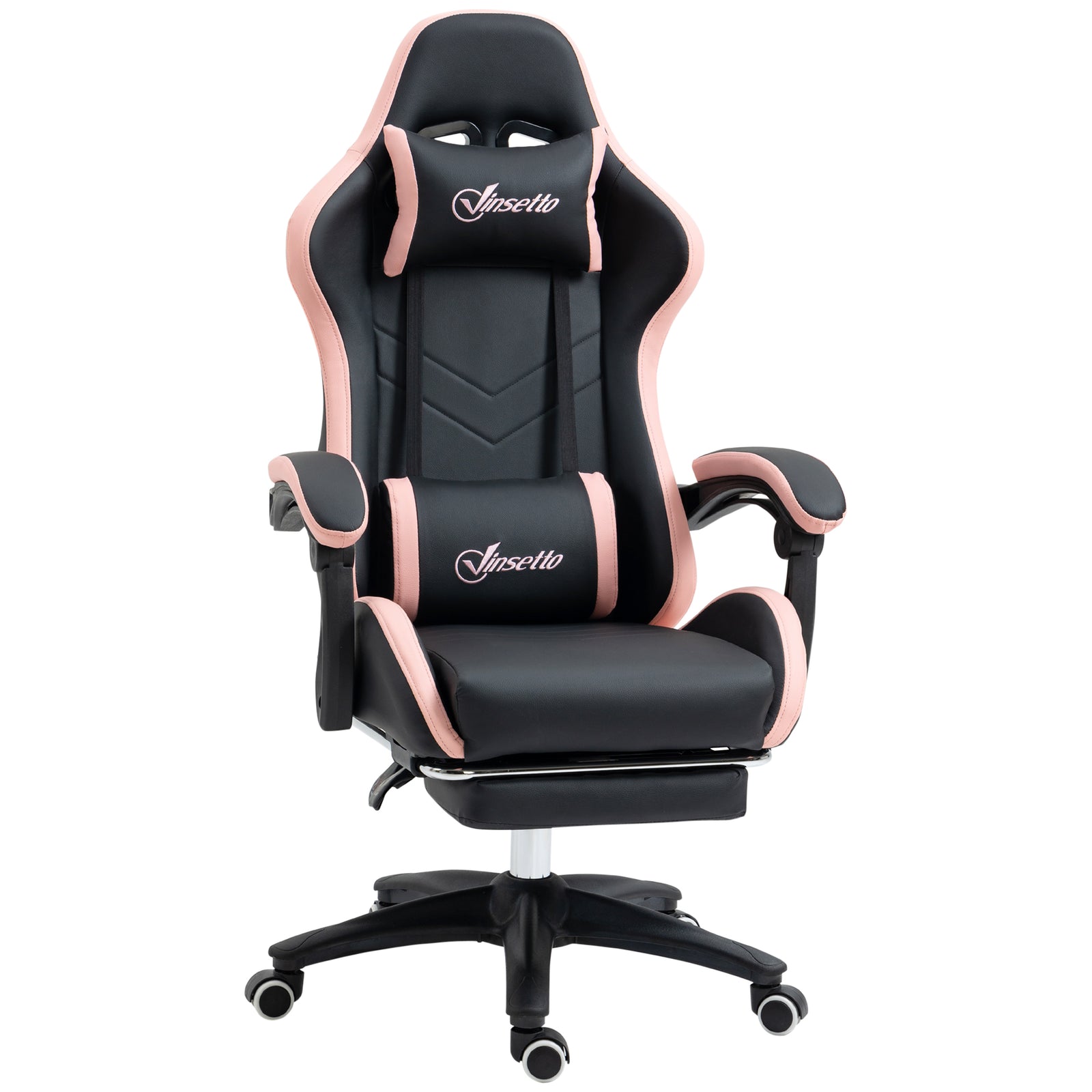 Racing Style Gaming Chair With Reclining Function Footrest, Black