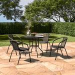 Round Garden Tempered Glass Marble Coffee Table - 80cm Dia X 72cm