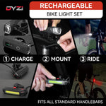 Dyzi Bike Bicycle Light Set Usb Rechargeable 4 Modes Daylight Sensor