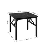 60*60*50cm Square Folding Coffee Table With Marble Effect Top | 60cm x 60cm | Black