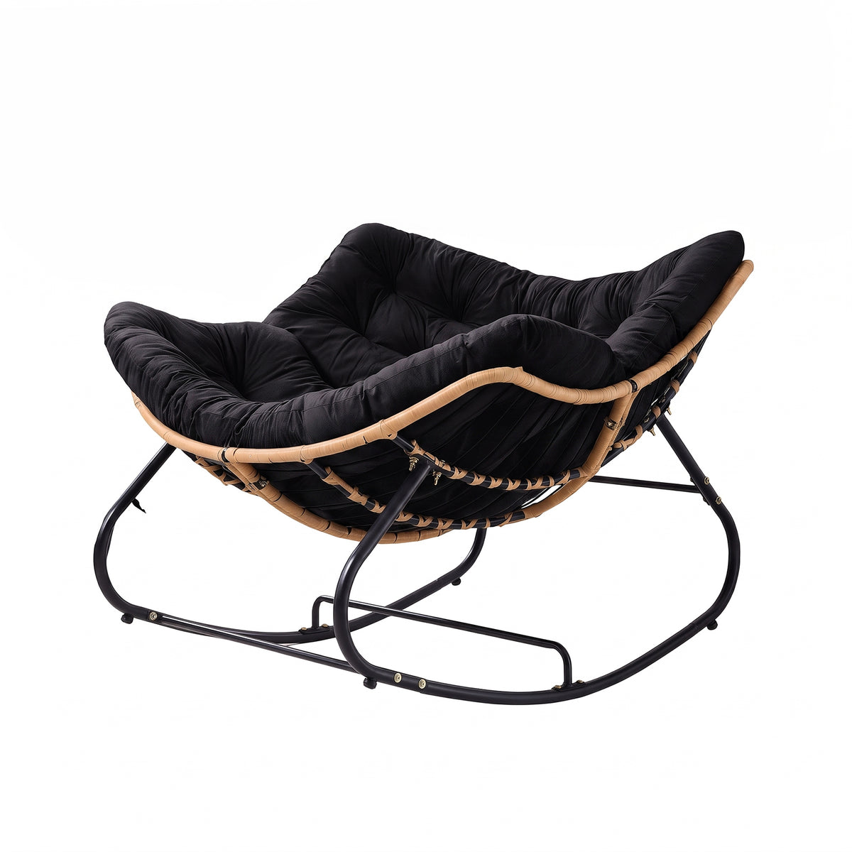 Modern Rocking Chair with Cushion – Compact | Black