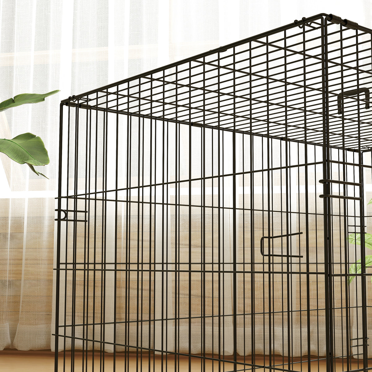 Pawhut Dog Crate With 2 Doors, Tray, Soft Cushion, For Extra Small Medium And Large Dogs | Black