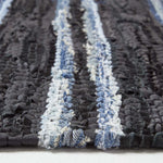 Texas Leather & Denim Woven Striped Blue Rug | 120cm x 180cm | Blue