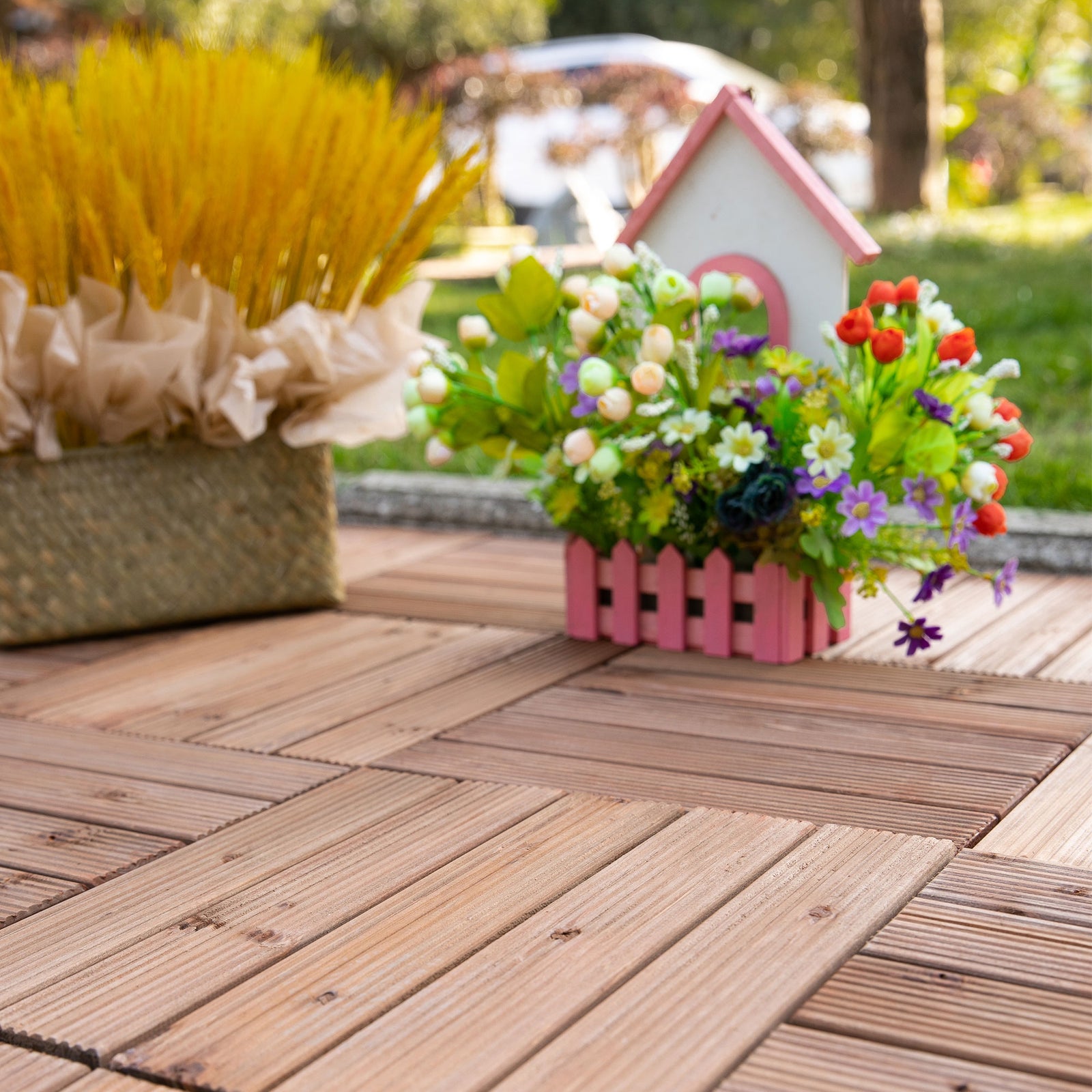 27 Pcs Black Wooden Deck Tiles 30x30 Cm For Patio/deck | Brown