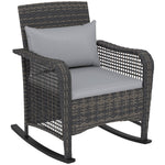 Garden Rocking Chair, Rattan Rocker With Cushions | Light Grey