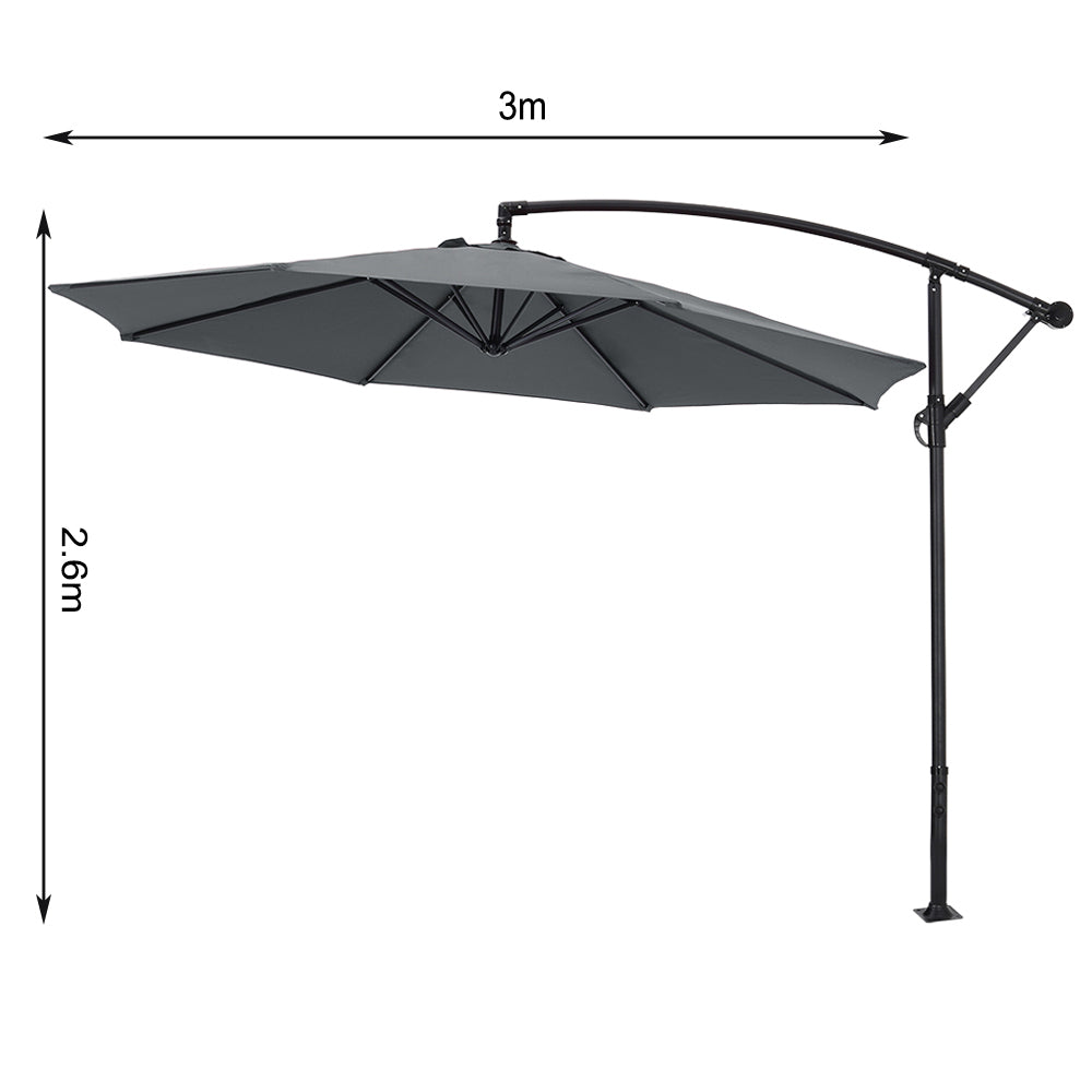 Living and Home 3m Outdoor Cantilever Parasol With Fillable Base On Wheels