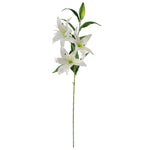 Pack Of 6 X 100cm Artificial Large White Lily Stem 18 Flowers