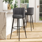 2 Pcs Premium Linen Upholstered Bar Stool | Grey