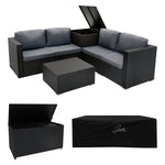 Rattan Modular 6 Piece Furniture Set & 700l Storage Box | Black