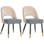 Set Of 2 Dining Chairs Velvet Set Padded Seat Kitchen Chair Home Office | Cream & White