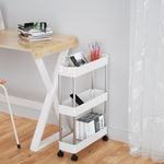 Slim Rolling Storage Cart Corner Storage Rack Shelf Plastic | Small | White