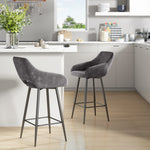 Velvet-touch Bar Stools Counter Set Of 2 | Dark Gray