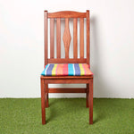 Striped Seat Pad With Button Straps 100% Cotton, 40 X 40 Cm | Set of 4 | Multi Colour