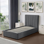 Evelynne Fabric Ottoman Bed Frame With Storage | Single | Dark Grey