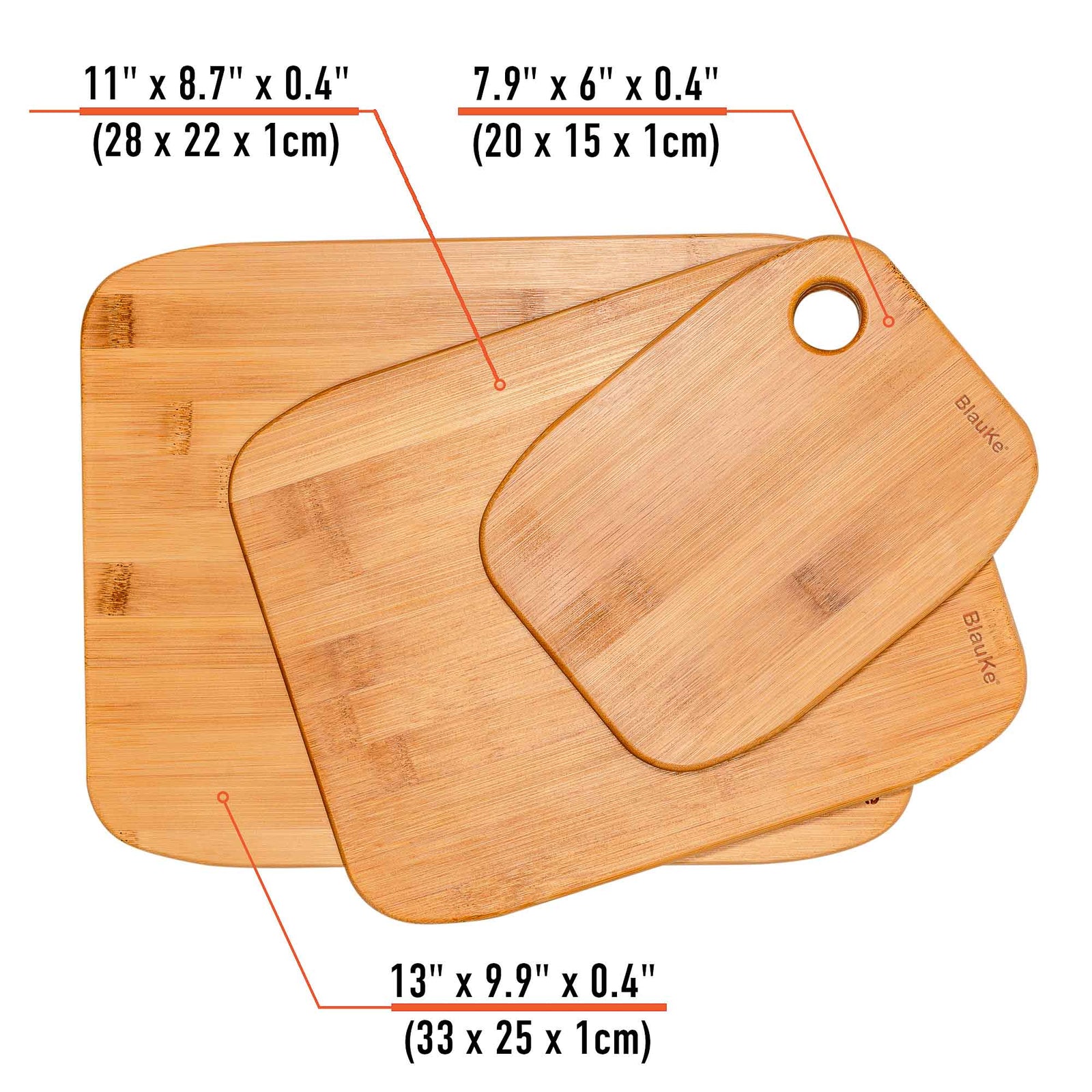 BlauKe Bamboo Chopping Board Set Of 3 - Wooden Chopping Board Set In 3 Sizes (small, Medium, Large) - Cutting Boards For Kitchen