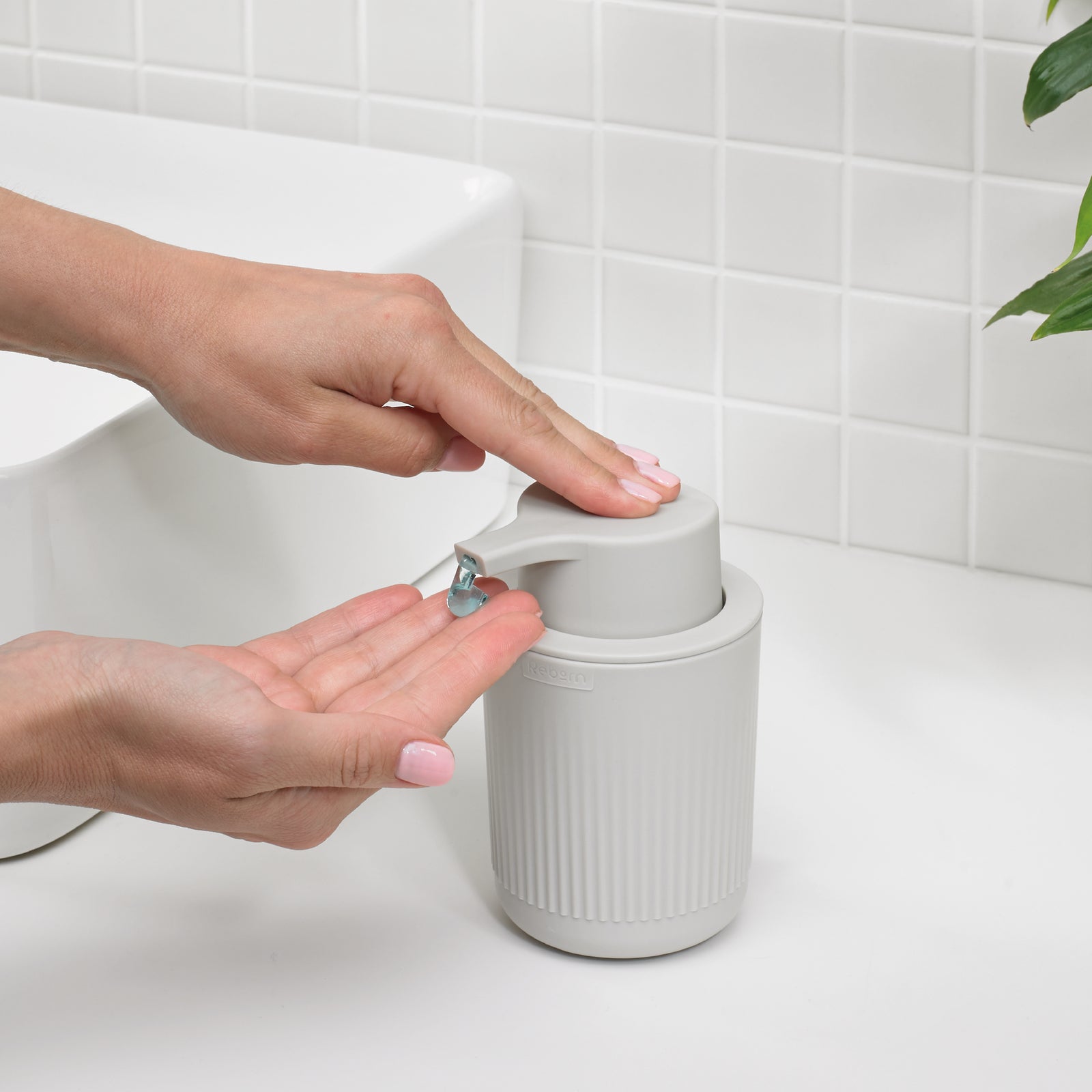 Recycled Soap Dispenser - Easy to use one hand push pump - Refillable with 250ml capacity- Made in the UK | Stone