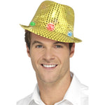 Light Up Sequin Trilby Hat, Gold