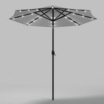3m Outdoor Patio Parasol – Solar-powered Umbrella With 24 Led Lights, Tilt & Crank Handle, Without Base | One Size | Light Grey