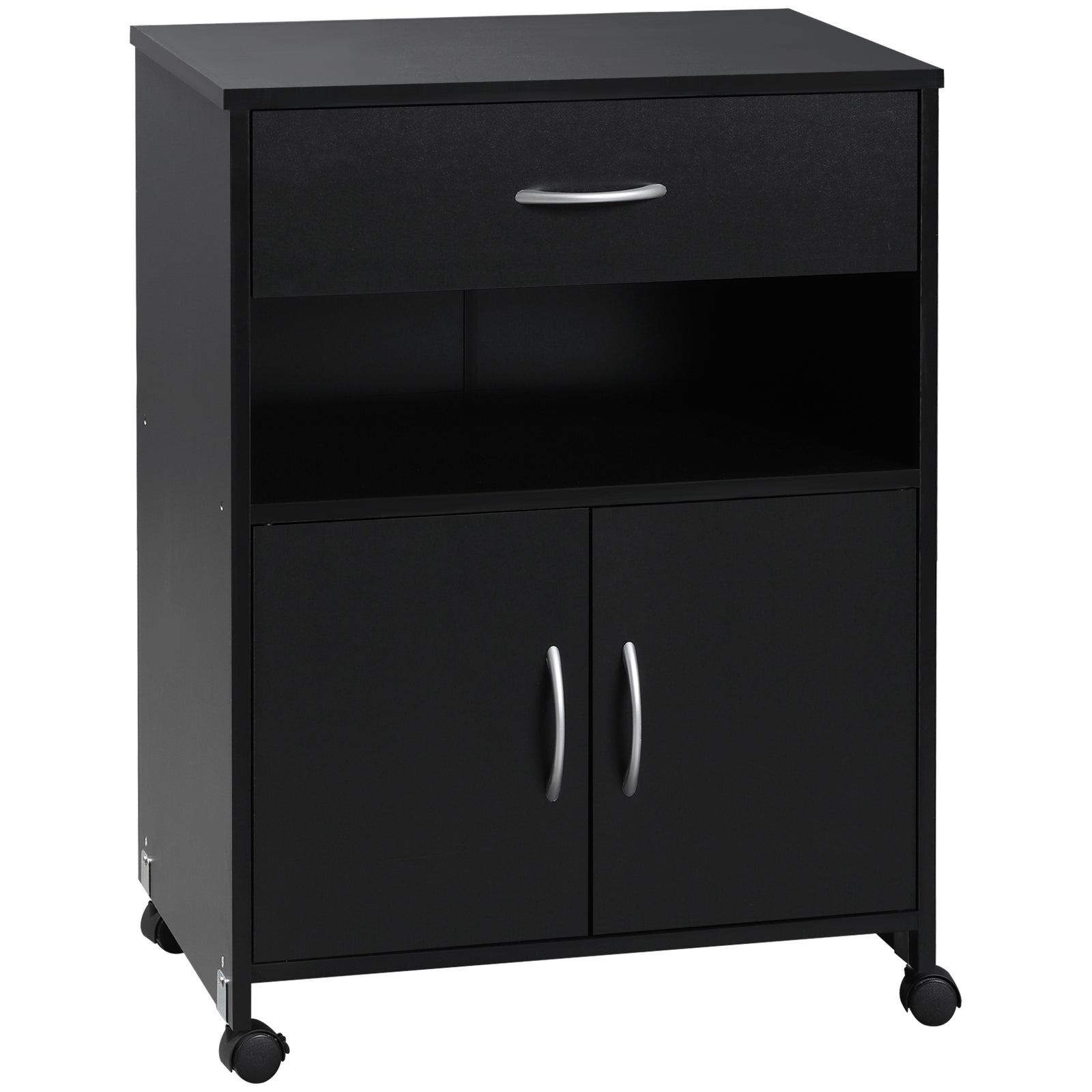 Mobile Printer Stand W/ Storage Shelf Universal Wheels | One Size | Black